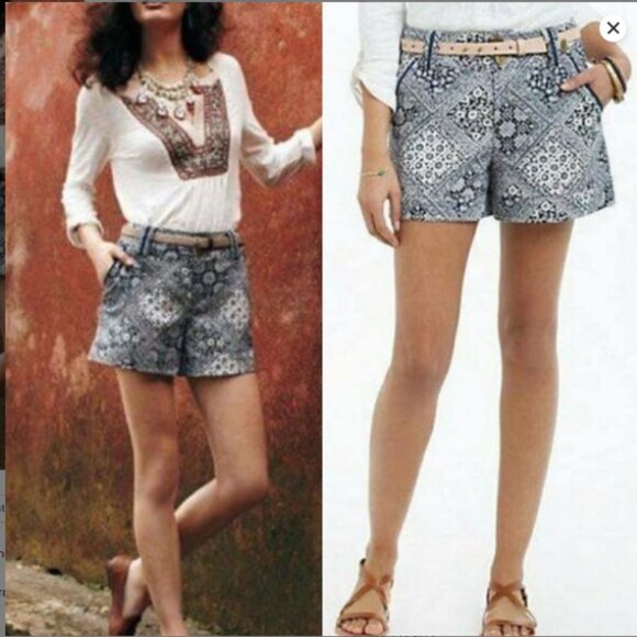 Cartonnier by Anthropologie Bandana Print‎ Shorts – Size 6 – Navy & White - Picture 3 of 15